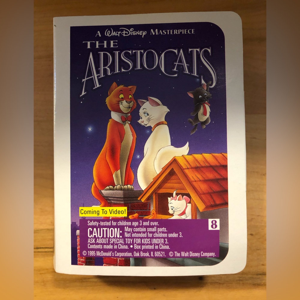 3/$20 McDonald's Aristocats VHS Toy